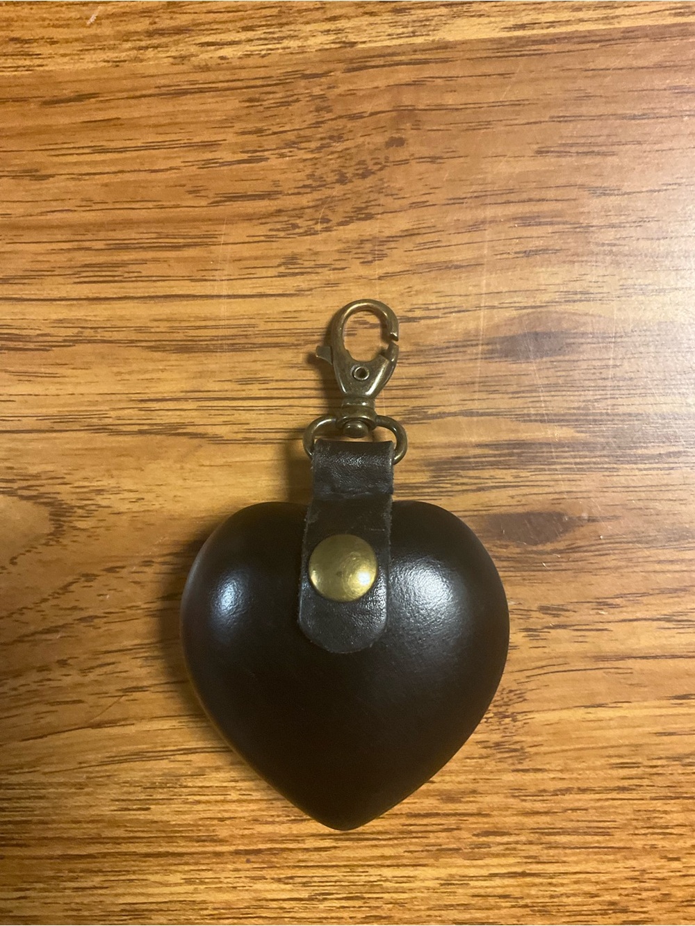 Vintage FIOCCHI Italy Black Leather Heart-Shaped Purse Charm & Coin Purse